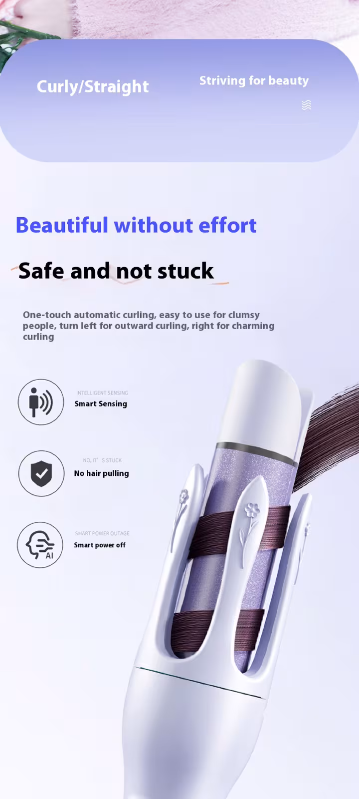 New 2 In 1 Automatic Hair Curler Straightener Negative Ion Electric Ceramic Fast Heating Rotating Magic Curler