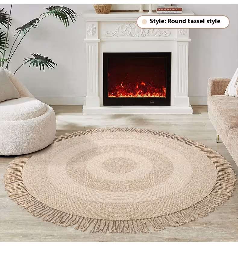 Handmade Natural Wool Living Room Milk White Modern Simple And Light Luxury Home Bedroom Bedside Calligraphy Carpet
