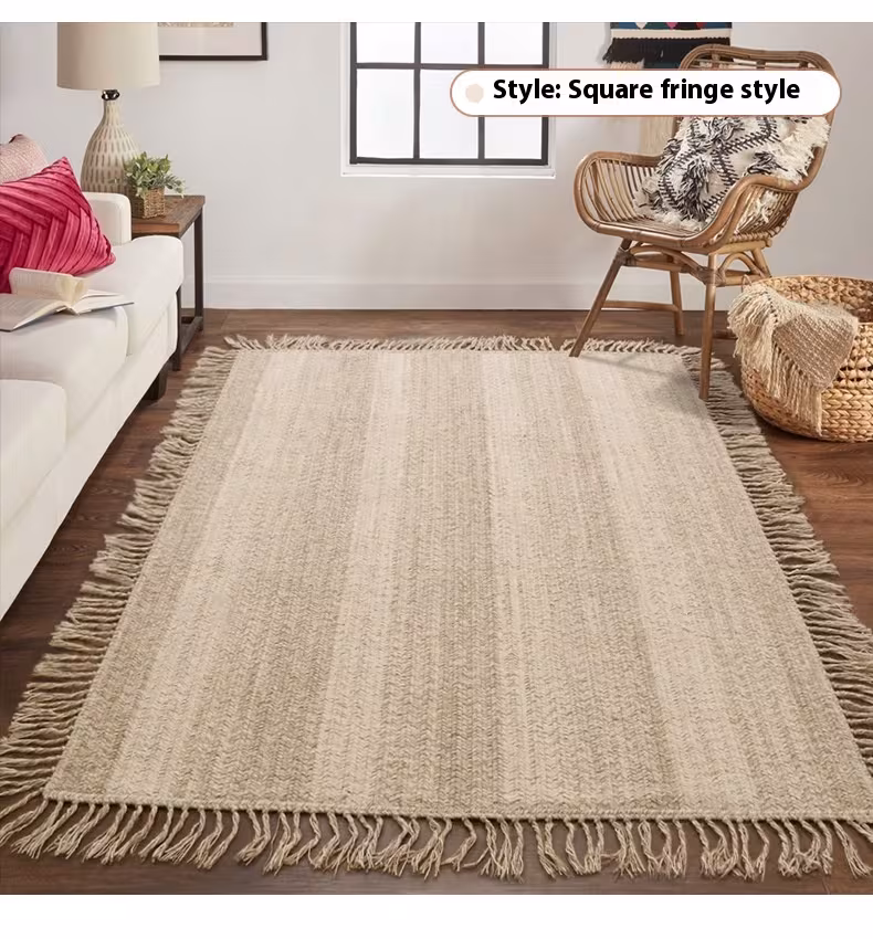 Handmade Natural Wool Living Room Milk White Modern Simple And Light Luxury Home Bedroom Bedside Calligraphy Carpet
