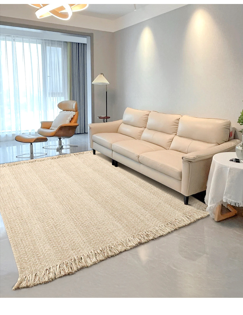 Handmade Natural Wool Living Room Milk White Modern Simple And Light Luxury Home Bedroom Bedside Calligraphy Carpet