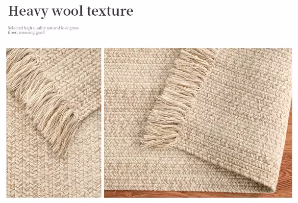 Handmade Natural Wool Living Room Milk White Modern Simple And Light Luxury Home Bedroom Bedside Calligraphy Carpet