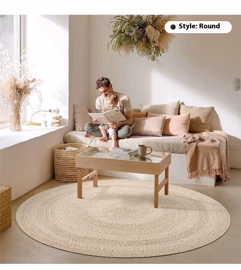 Handmade Natural Wool Living Room Milk White Modern Simple And Light Luxury Home Bedroom Bedside Calligraphy Carpet