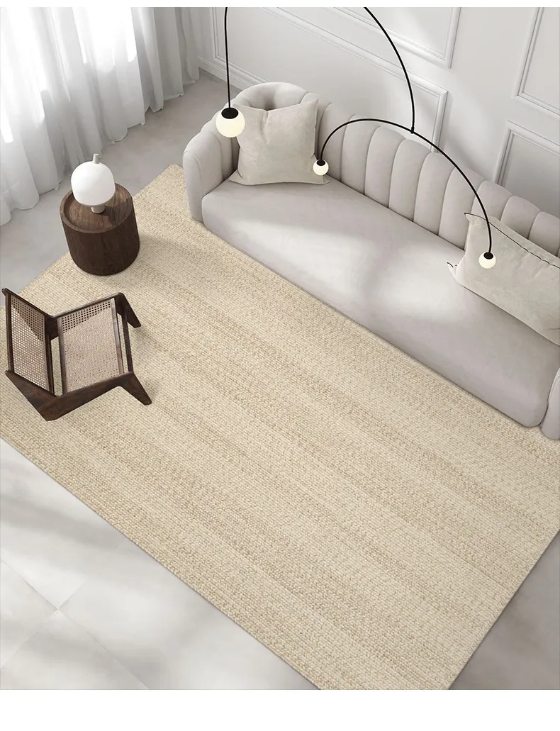 Handmade Natural Wool Living Room Milk White Modern Simple And Light Luxury Home Bedroom Bedside Calligraphy Carpet