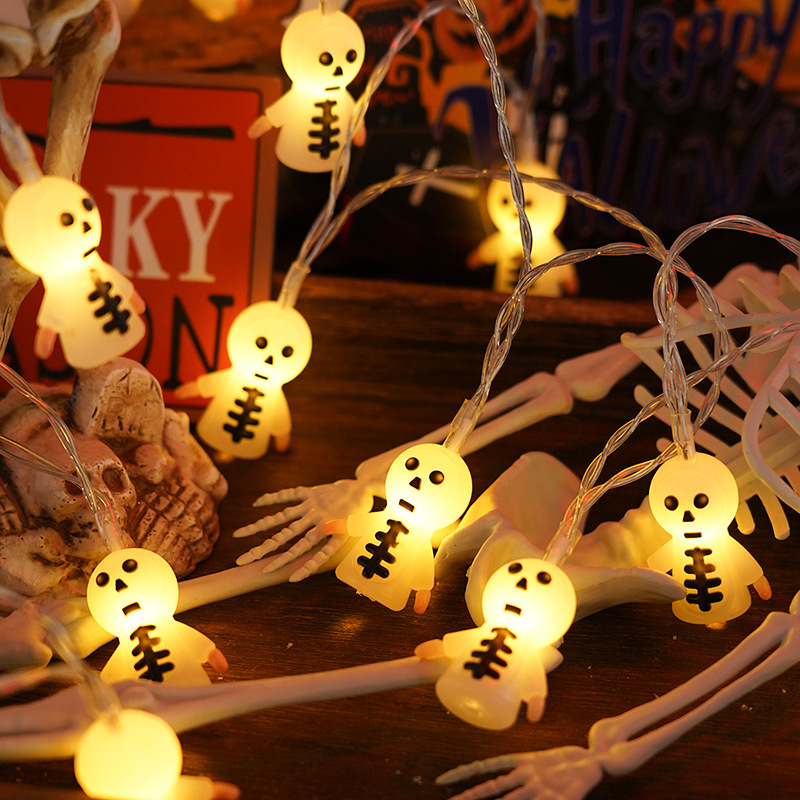 PVC Soft Material Halloween Lighting Chain Pumpkin Ghost Bat Modeling Lamp Indoor And Outdoor Home Decoration
