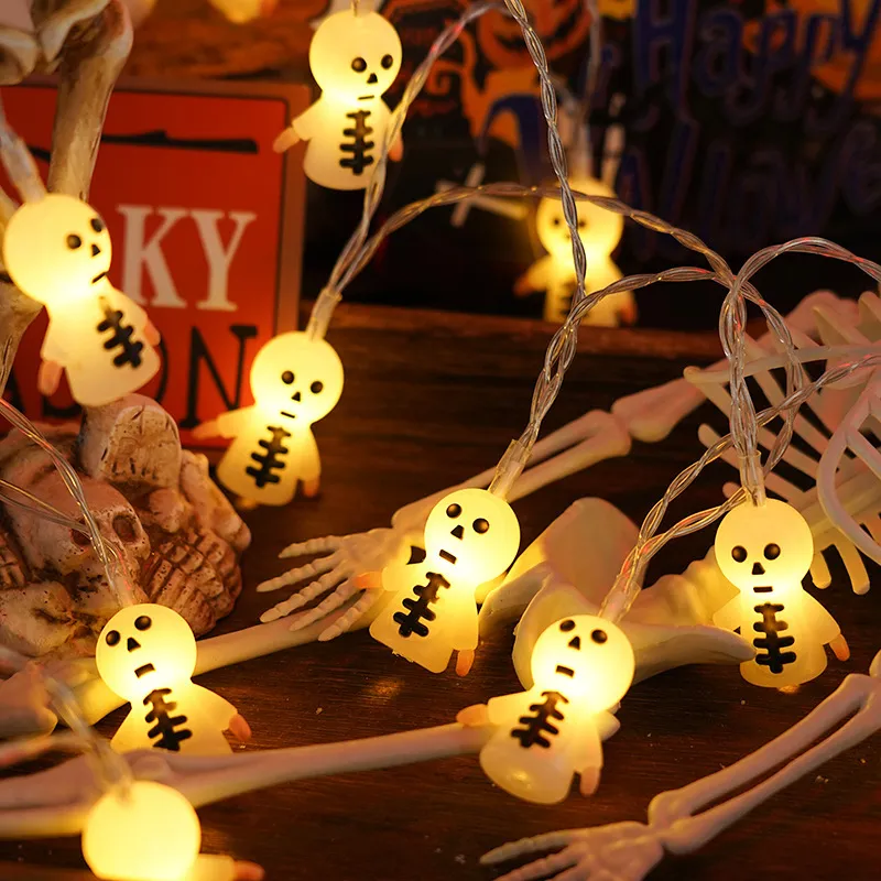 PVC Soft Material Halloween Lighting Chain Pumpkin Ghost Bat Modeling Lamp Indoor And Outdoor Home Decoration