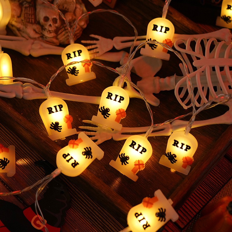 PVC Soft Material Halloween Lighting Chain Pumpkin Ghost Bat Modeling Lamp Indoor And Outdoor Home Decoration