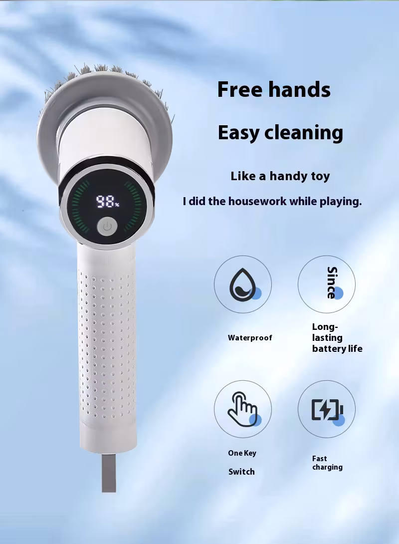 Multifunctional Smart Display Electric Cleaning Brush Wireless Kitchen Sink Cleaning Brush Waterproof Electric Pot Brush Cleaning Tool