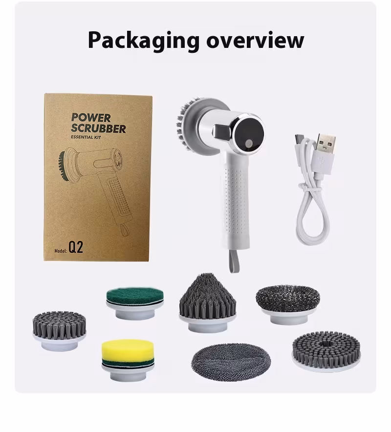 Multifunctional Smart Display Electric Cleaning Brush Wireless Kitchen Sink Cleaning Brush Waterproof Electric Pot Brush Cleaning Tool