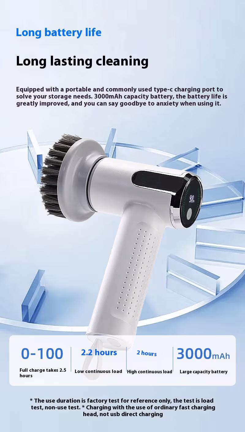 Multifunctional Smart Display Electric Cleaning Brush Wireless Kitchen Sink Cleaning Brush Waterproof Electric Pot Brush Cleaning Tool