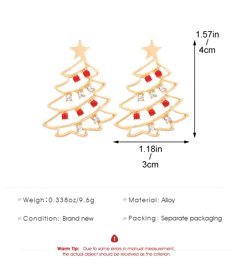 Christmas Earrings With Christmas Tree Colorful Zircon Christmas Tree Earrings For Women Personality Earrings Party Jewelry Christmas Gift