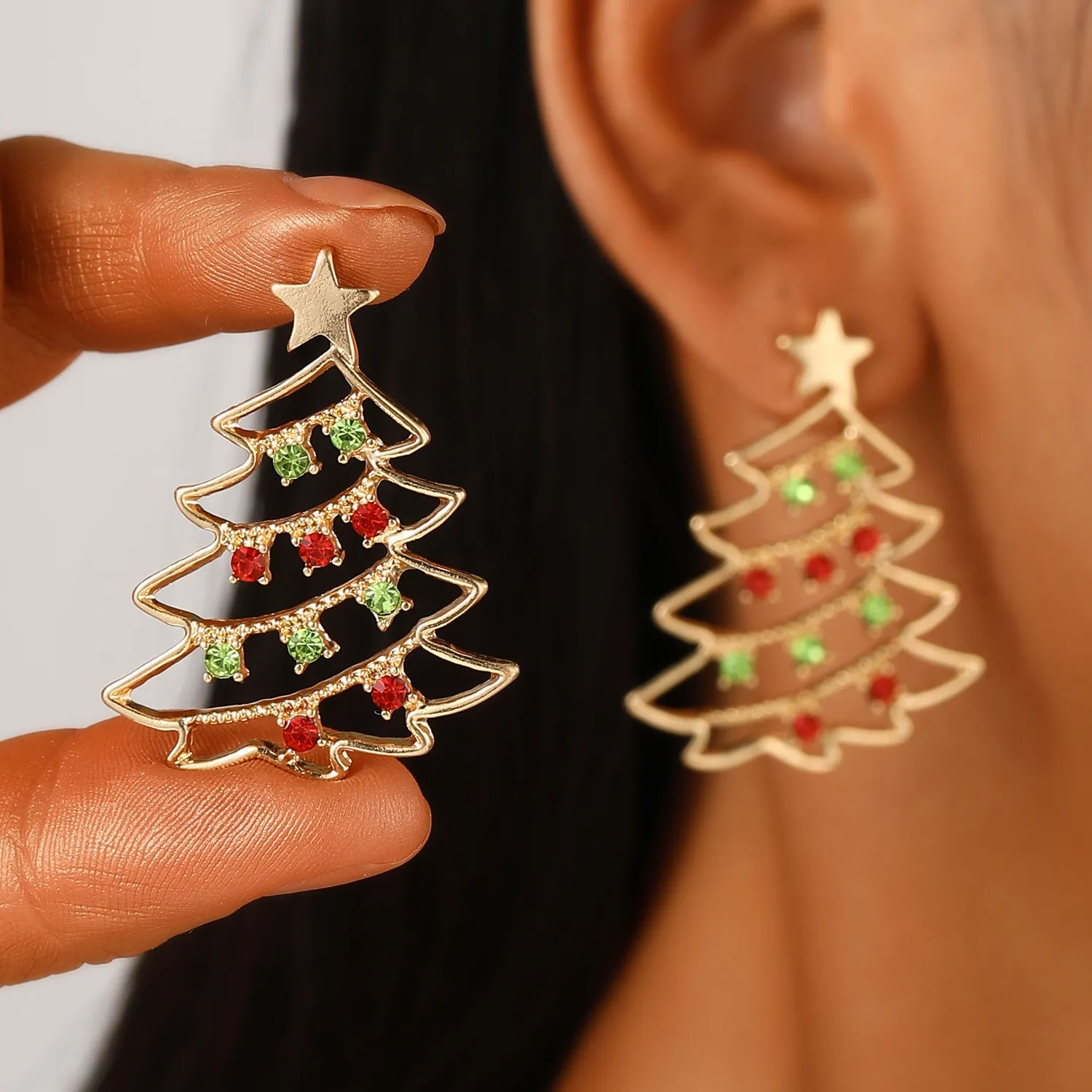 Christmas Earrings With Christmas Tree Colorful Zircon Christmas Tree Earrings For Women Personality Earrings Party Jewelry Christmas Gift