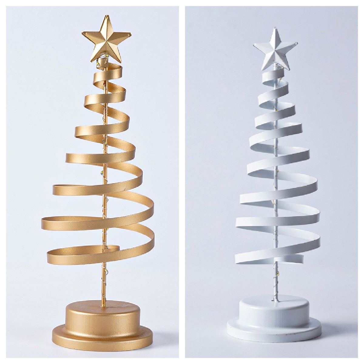 LED Christmas Tree Spiral Light Table Ornament Wrought Iron Xmas Tree Bedroom Desk Lamp Christmas Atmosphere Night Light Decor