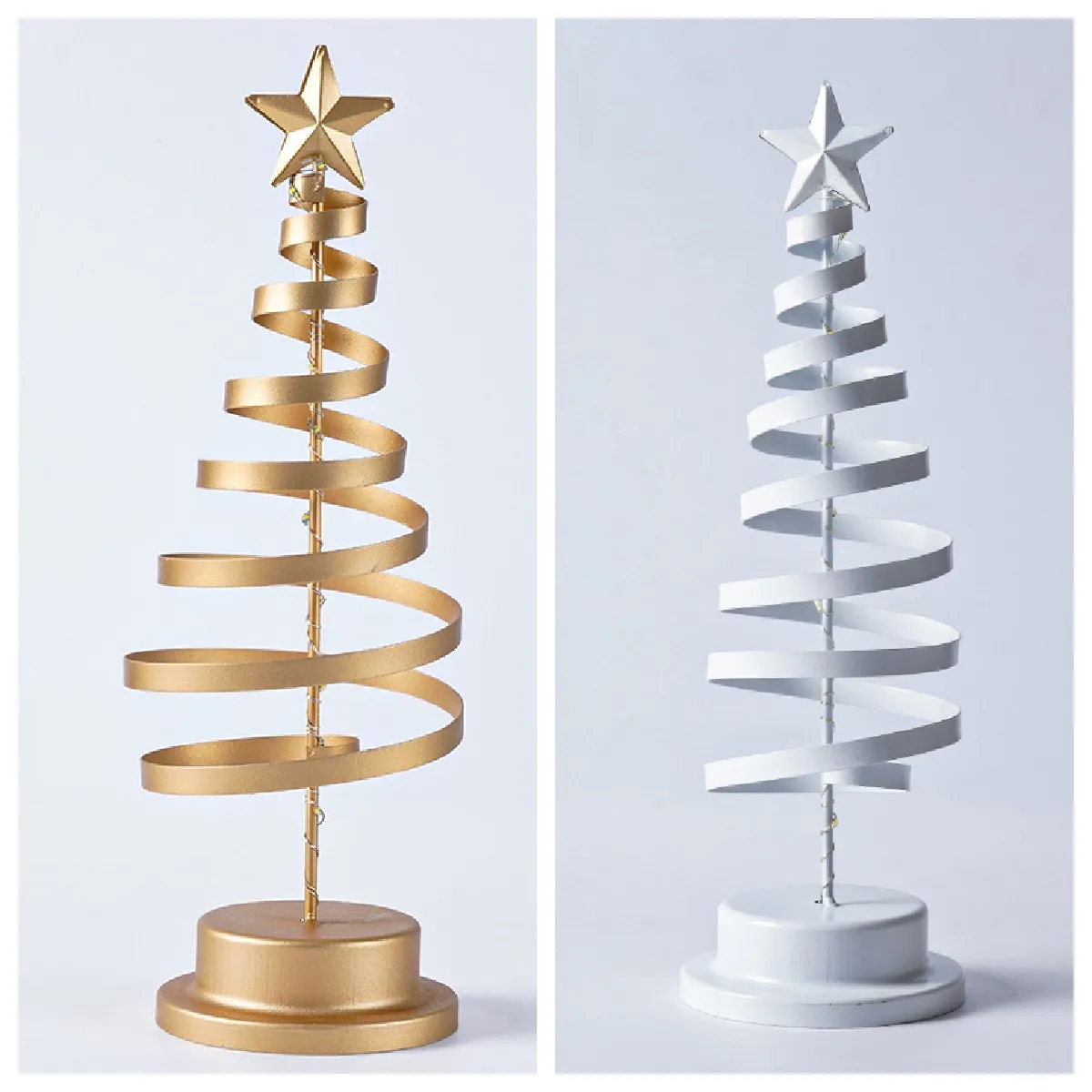 LED Christmas Tree Spiral Light Table Ornament Wrought Iron Xmas Tree Bedroom Desk Lamp Christmas Atmosphere Night Light Decor