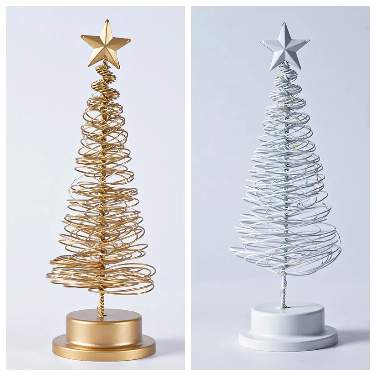 LED Christmas Tree Spiral Light Table Ornament Wrought Iron Xmas Tree Bedroom Desk Lamp Christmas Atmosphere Night Light Decor