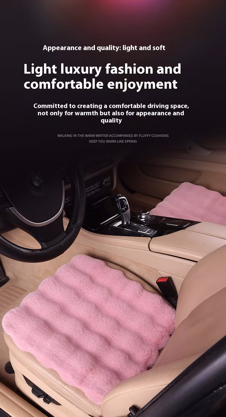 Car Cushion Winter Bubble Velvet Rabbit Plush Three-piece Set Without Backrest
