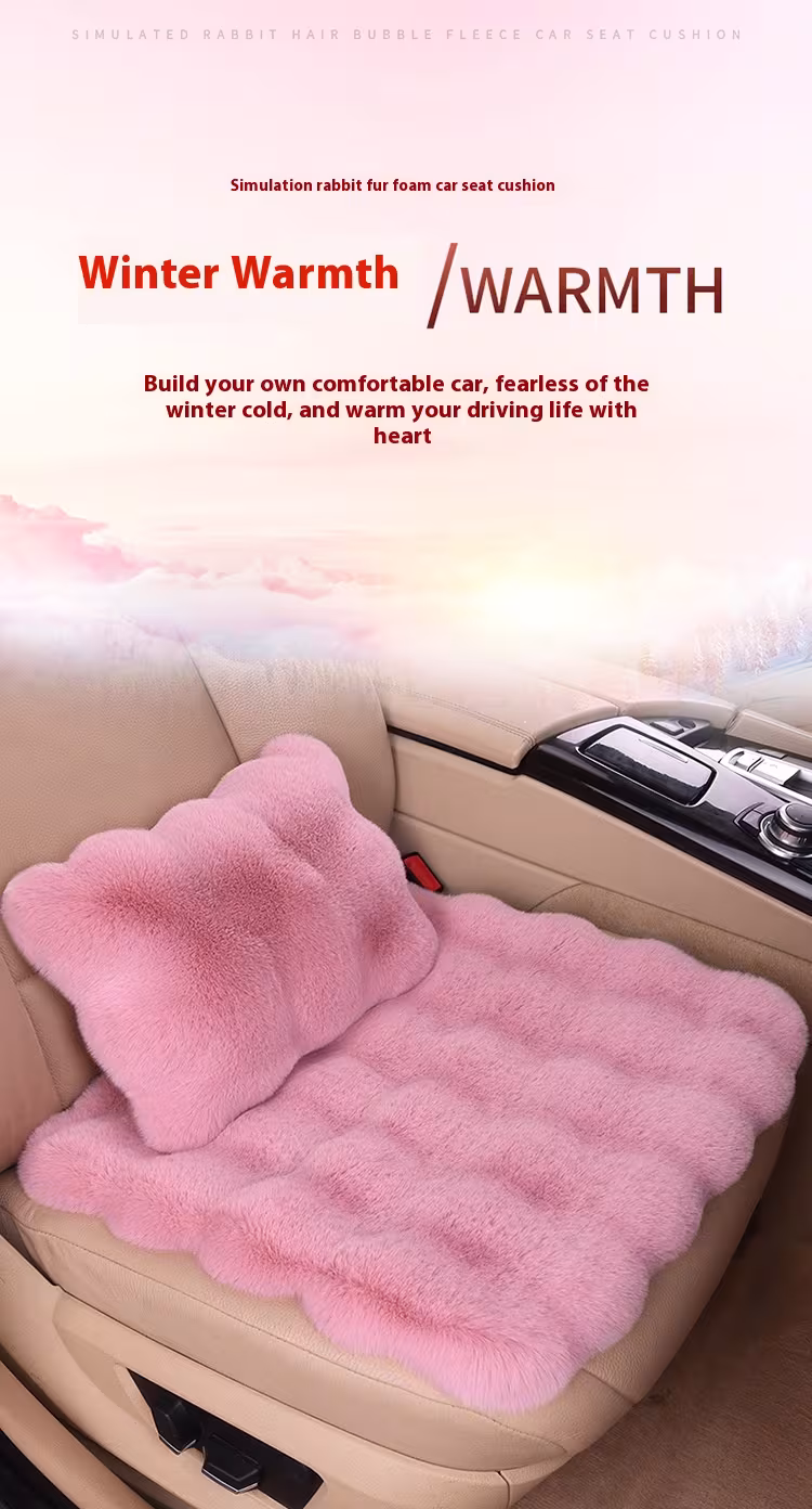 Car Cushion Winter Bubble Velvet Rabbit Plush Three-piece Set Without Backrest