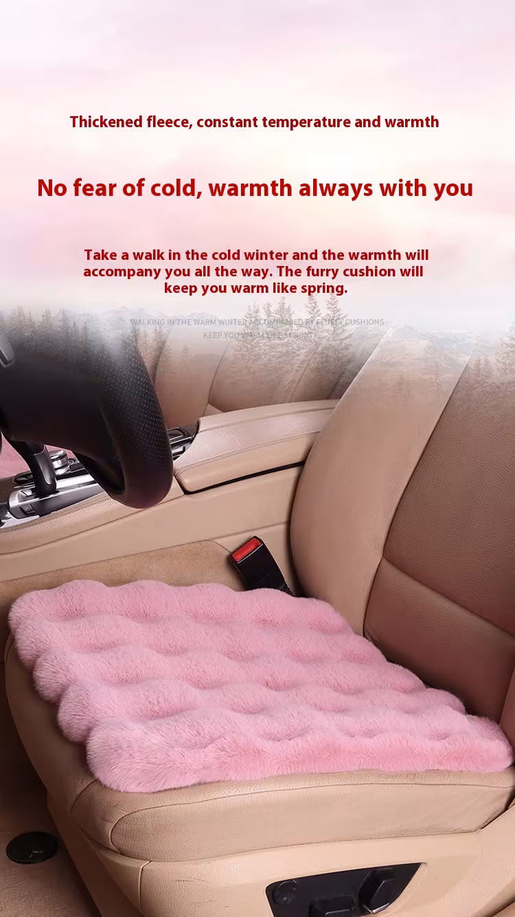 Car Cushion Winter Bubble Velvet Rabbit Plush Three-piece Set Without Backrest