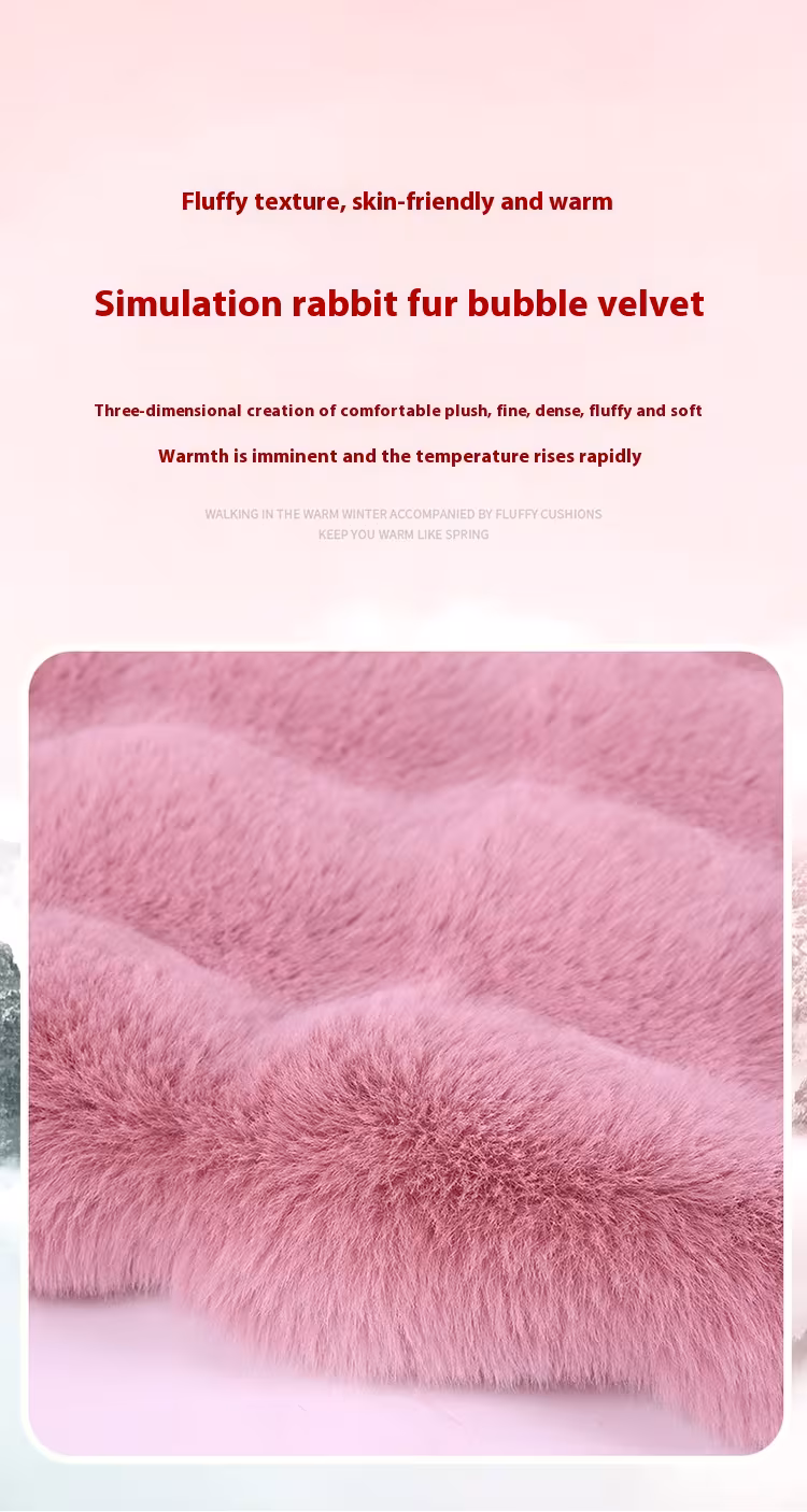 Car Cushion Winter Bubble Velvet Rabbit Plush Three-piece Set Without Backrest