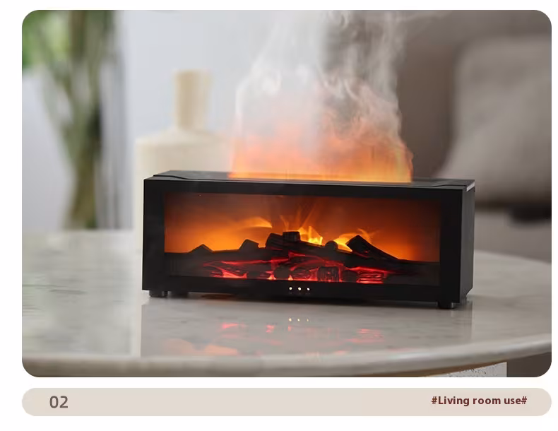 New Flame Aromatherapy Machine Colorful Essential Oil Diffuser Home Large Fog Volume Flame Humidifier 3D Flame Fireplace Machine