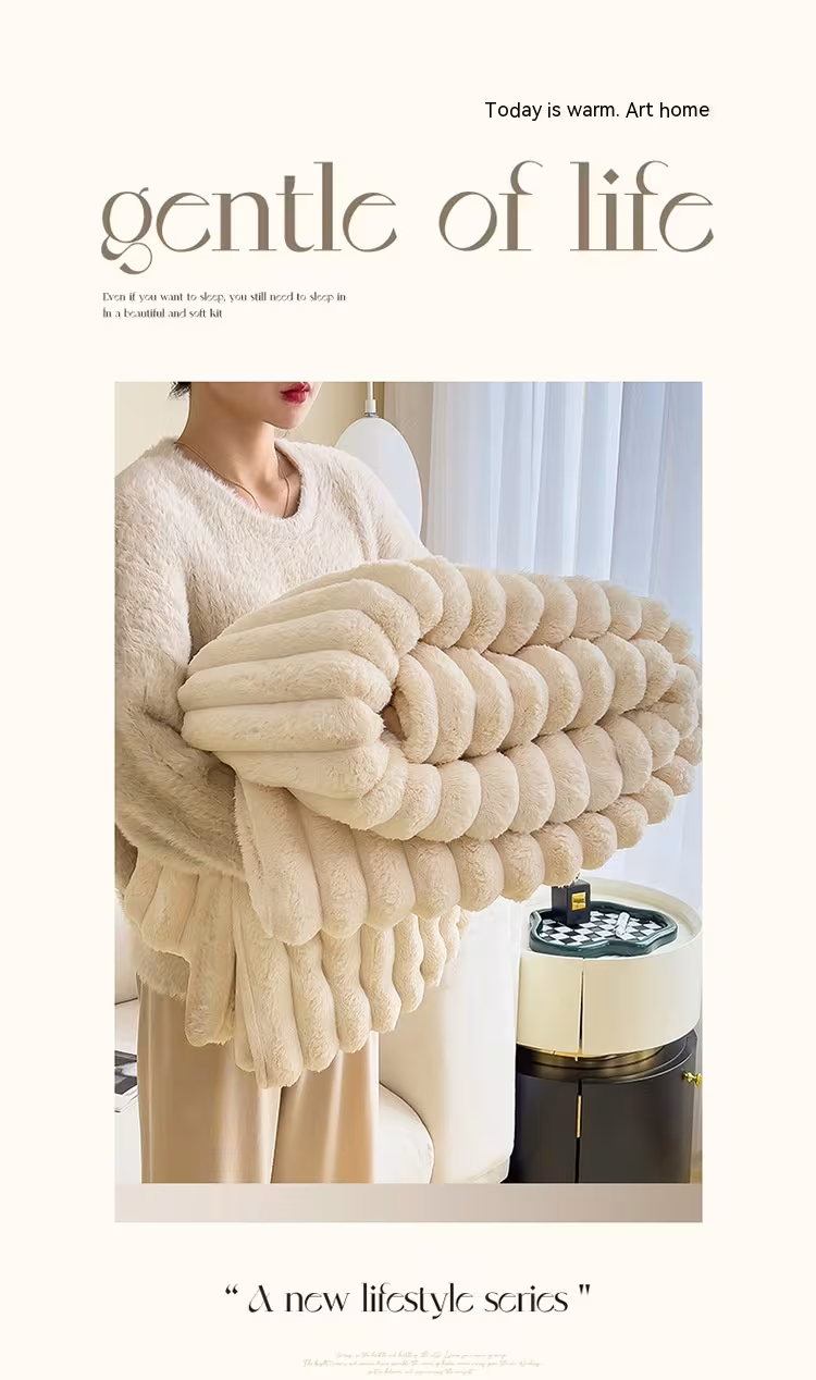 Soft Wind Bubble Velvet Blanket Warm Solid Rabbit Fur Blankets Double-sided Thickening Cover Throw Warm Fur Blanket