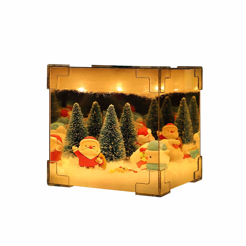 Christmas DIY Decorations Mirror And LED Cube Lamp 3D Santa Claus Snowman Tree Christmas Lights DIY Material Kit For Xmas Decor