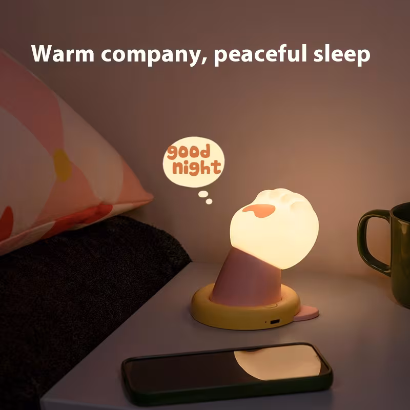 Nightstand Lamp Cat Paw Desk Lamp 3 Brightness Dimmable Rechargeable Tap Lamp Atmosphere Light For Bedroom Living Room Home Decor