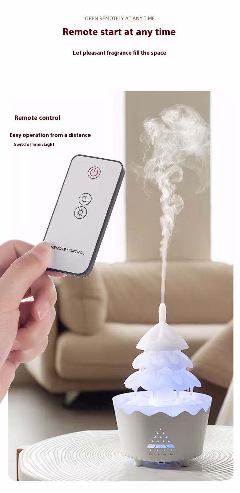 New Design Essential Oil Aroma Diffuser Household Mute Small Remote Control Humidifier Suitable For Home Christmas Gift