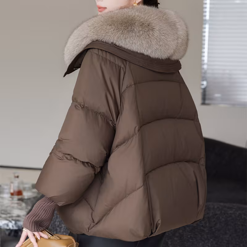Down Cotton-padded Jacket Women's Short Fur Collar Thickened Coat Winter Clothing