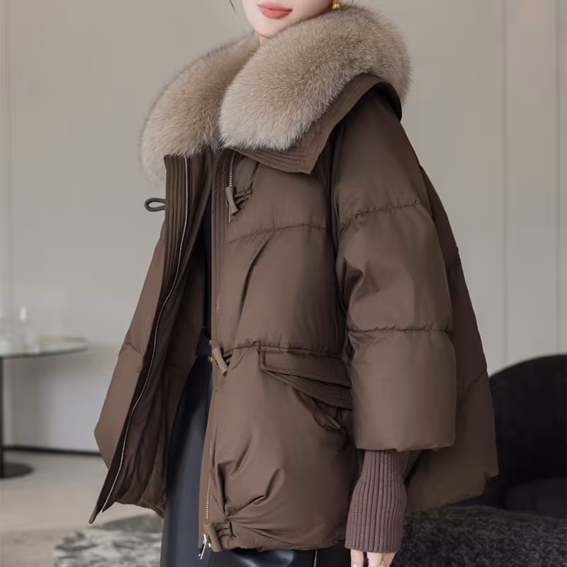 Down Cotton-padded Jacket Women's Short Fur Collar Thickened Coat Winter Clothing