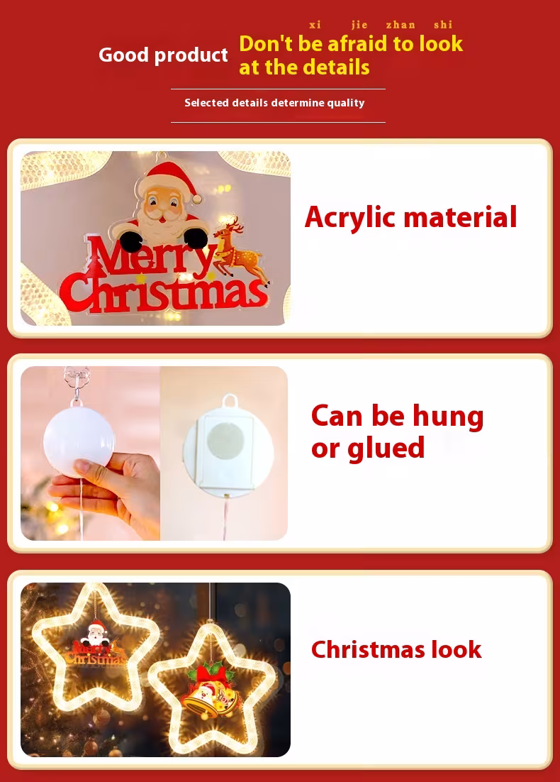 Christmas Pendant Decoration Christmas Atmosphere Led Lights Led Christmas Star Light Decoration For Window Door For Holiday