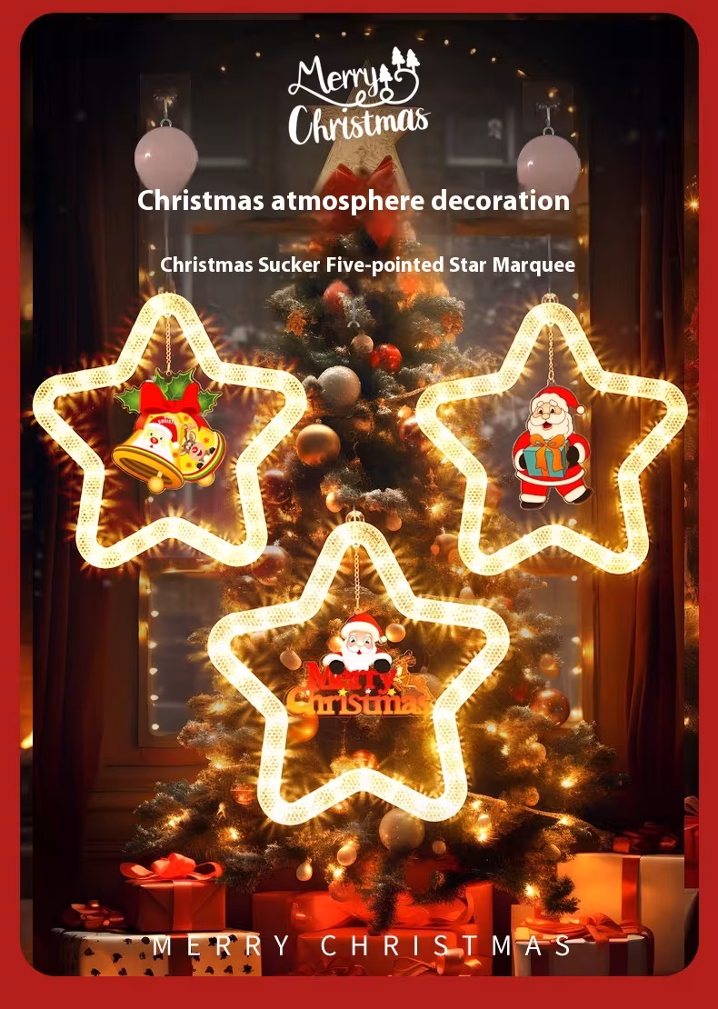 Christmas Pendant Decoration Christmas Atmosphere Led Lights Led Christmas Star Light Decoration For Window Door For Holiday