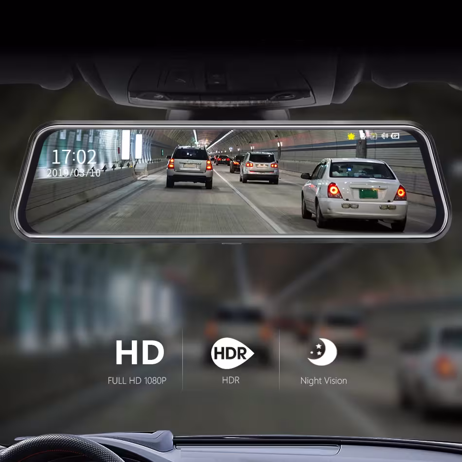 HD 1080p Dual Lens Rearview Mirror Recorder