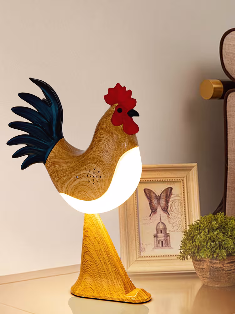 LED Rooster Night Light Touch With Sound Rechargeable Bedroom Bedside Lamp Dimmable Car Ambience Aroma Carrying Lamp Home Decor