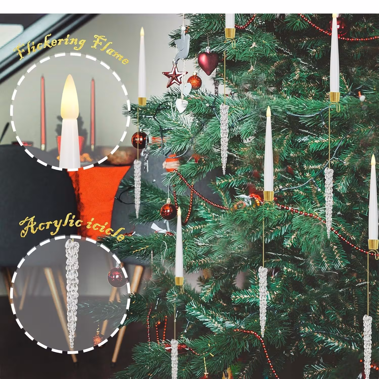 Christmas Candle LED Indoor Holiday Christmas Tree Ornaments Festive Atmosphere Decoration Christmas Pendant
