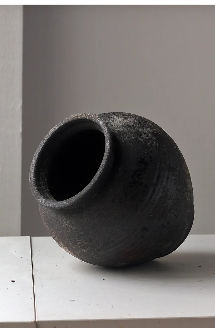 Vintage Ceramic Vase Crude Pottery Pot New Chinese Handmade