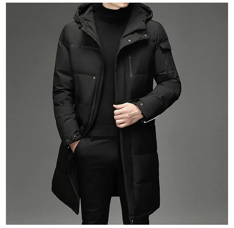Down Jacket Fashion Long Stand-up Collar Zipper Thermal Cardigan Coat