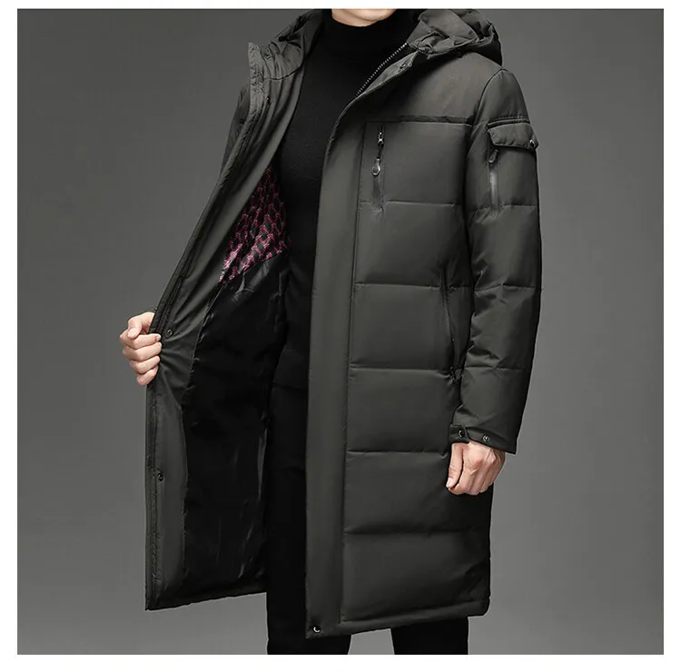 Down Jacket Fashion Long Stand-up Collar Zipper Thermal Cardigan Coat