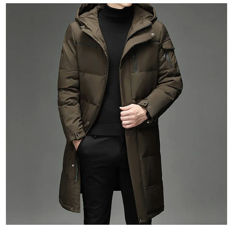 Down Jacket Fashion Long Stand-up Collar Zipper Thermal Cardigan Coat