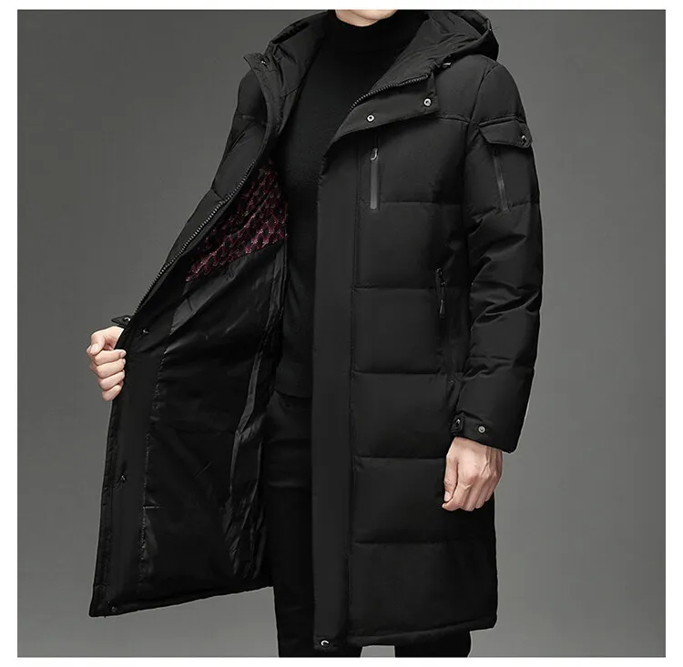Down Jacket Fashion Long Stand-up Collar Zipper Thermal Cardigan Coat