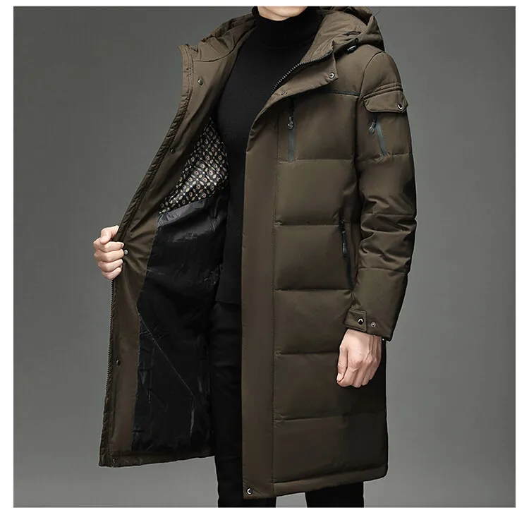 Down Jacket Fashion Long Stand-up Collar Zipper Thermal Cardigan Coat