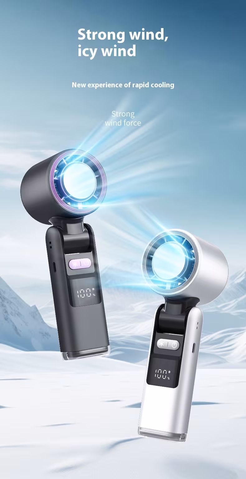 Turbos Chilled Ice Sensation Cold Fan Super Mini Turbos Speed Fan USB Powered Digital Display For Outdoor Camping Travel