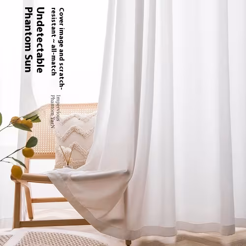 Wood Color Lace Mesh Curtains Living Room Bedroom