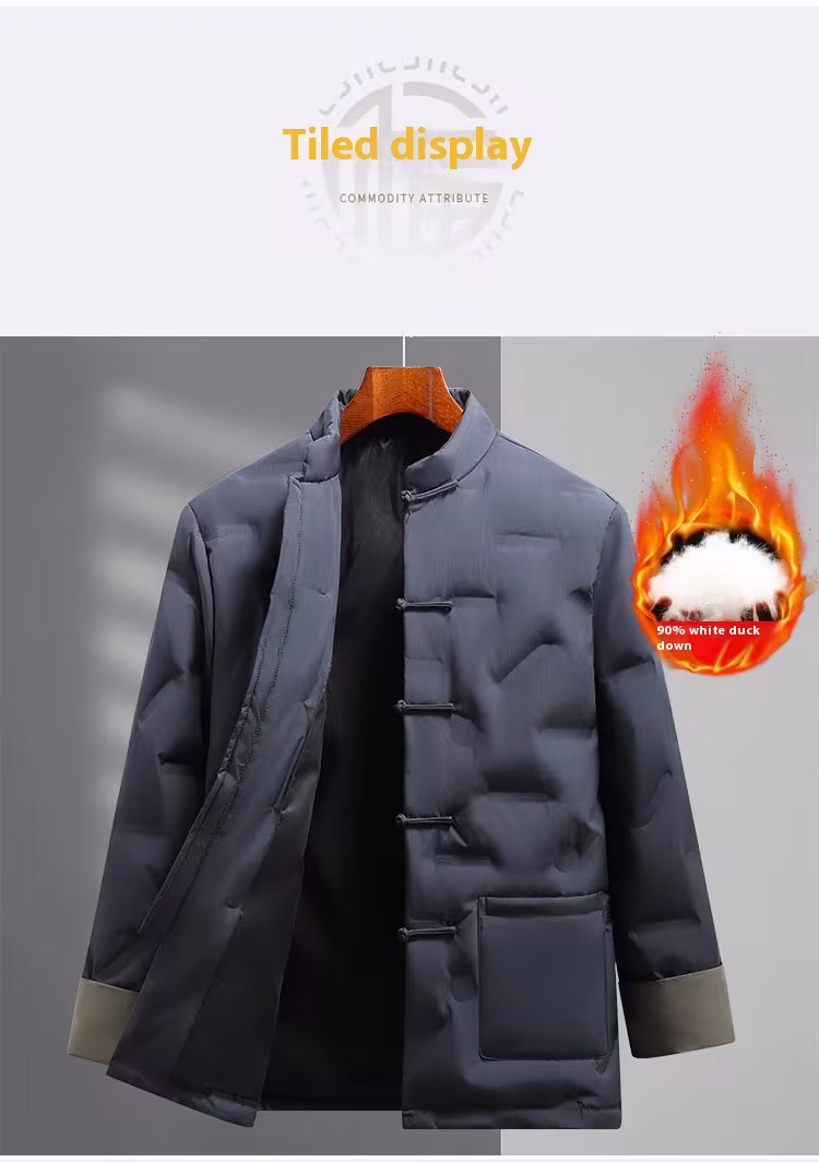 Chinese Tang Costume Down Jacket Chinese Style For Men Fall Winter Coat