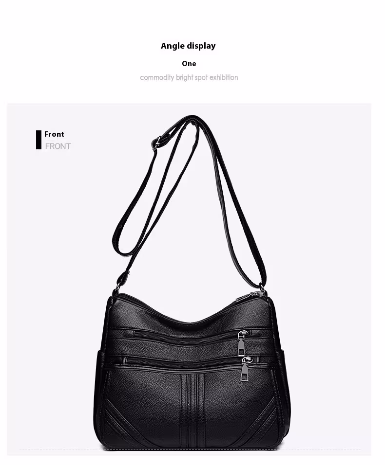 New Soft Leather Textured Crossbody Bag For Middle-aged People Women