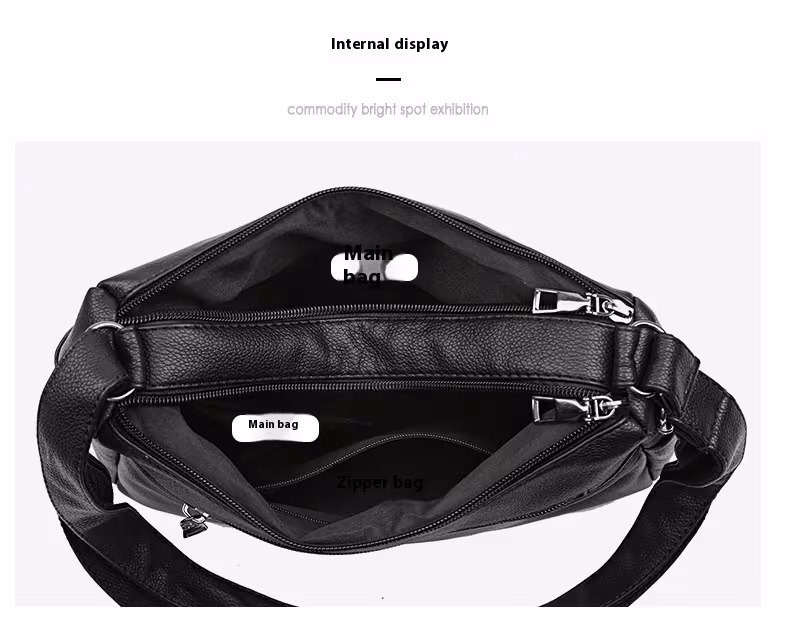 New Soft Leather Textured Crossbody Bag For Middle-aged People Women