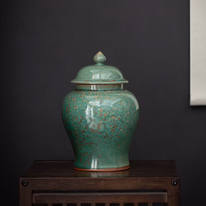 Kiln Baked Retro Temple Jar Chinese Tea Pot