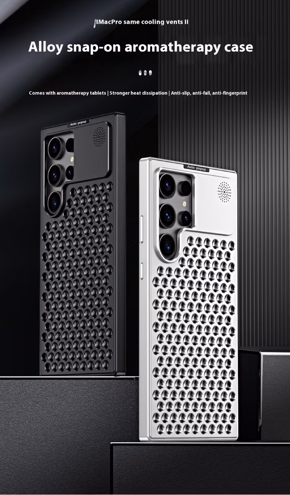 Spring Fastener Magnetic Suction Aluminum Alloy Heat Dissipation S24ultra Phone Case