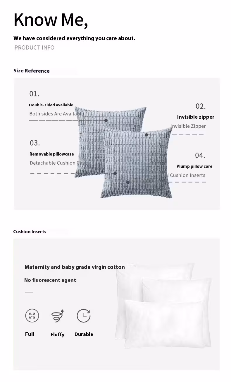 Simple Wheat Ear Corduroy Home Pillow