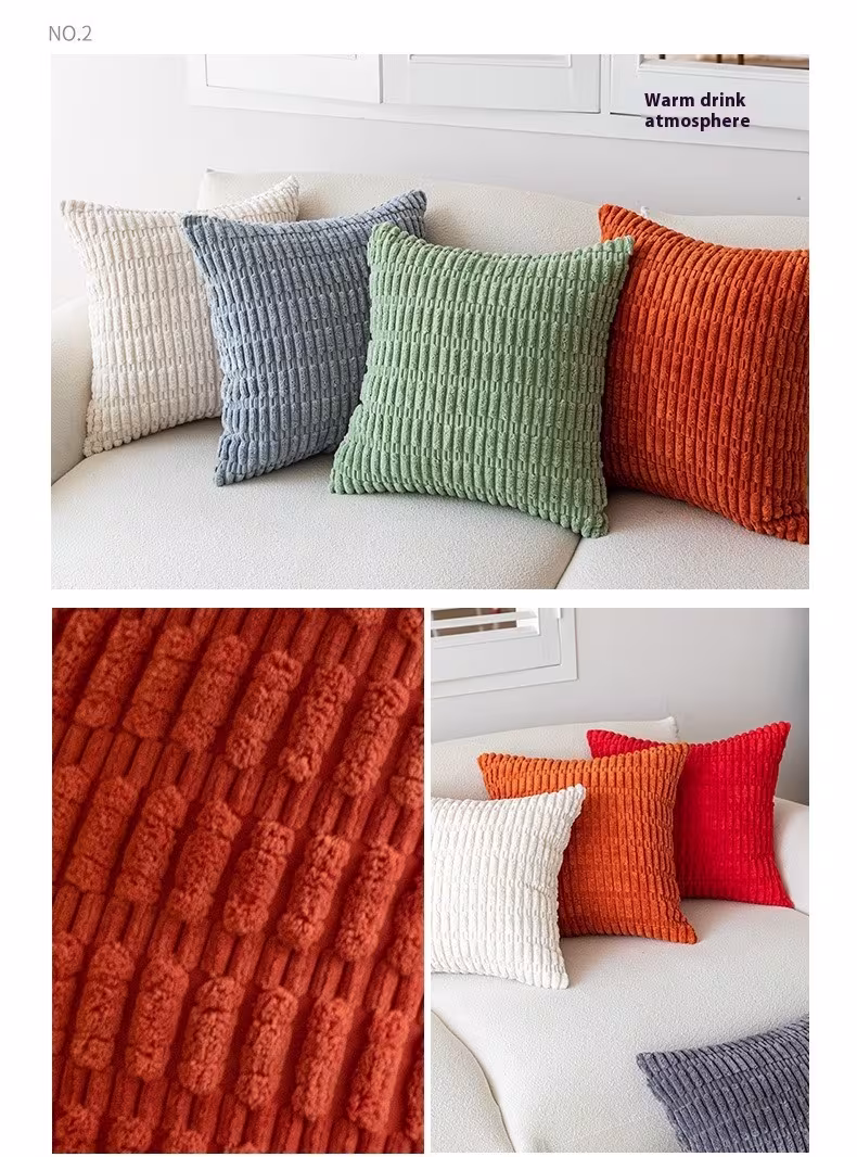 Simple Wheat Ear Corduroy Home Pillow