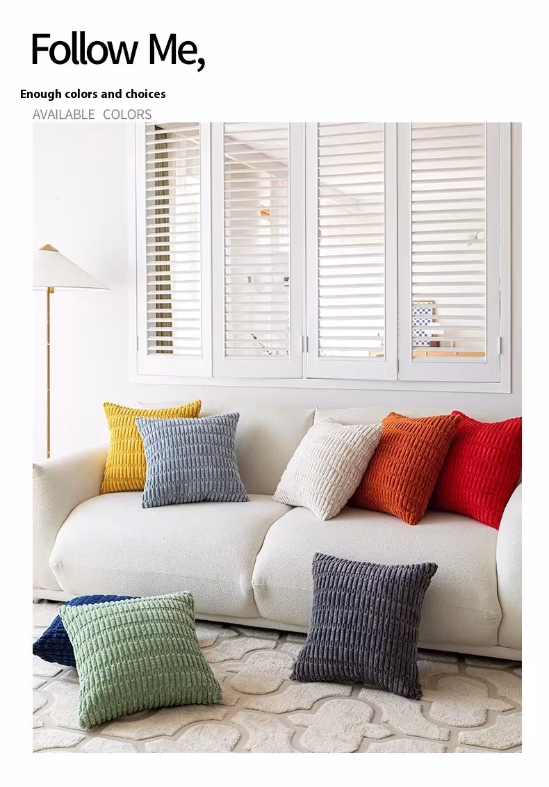 Simple Wheat Ear Corduroy Home Pillow